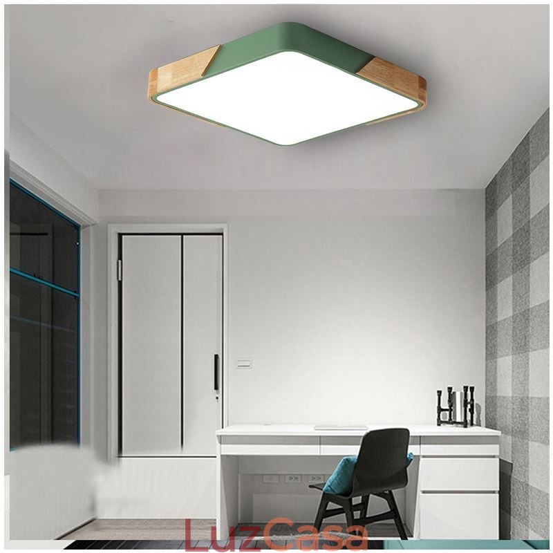 Luminária de teto com estrutura de madeira embutida simples, lâmpada de design superfino, luz de pendurar