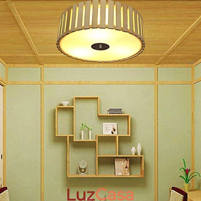 Grande luminária de teto criativa chinesa embutida de bambu para iluminação infantil