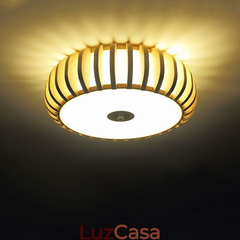 Iluminação de teto em formato de abóbora de montagem embutida de bambu rural