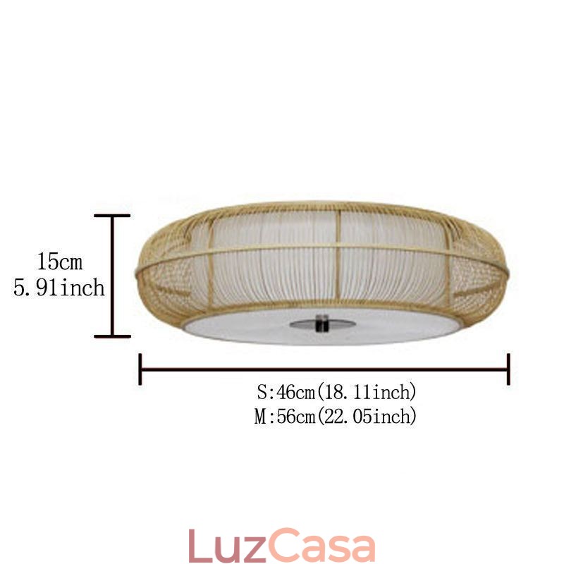 Luminária de teto redonda criativa japonesa de bambu especial chinesa embutida