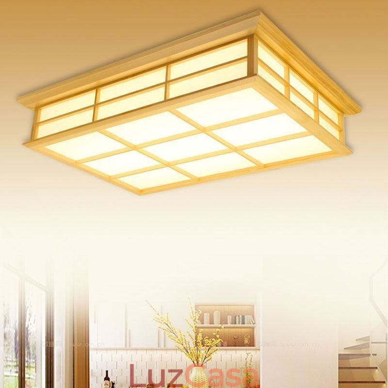 Luminária de teto cubóide japonesa Iluminação de teto de madeira maciça