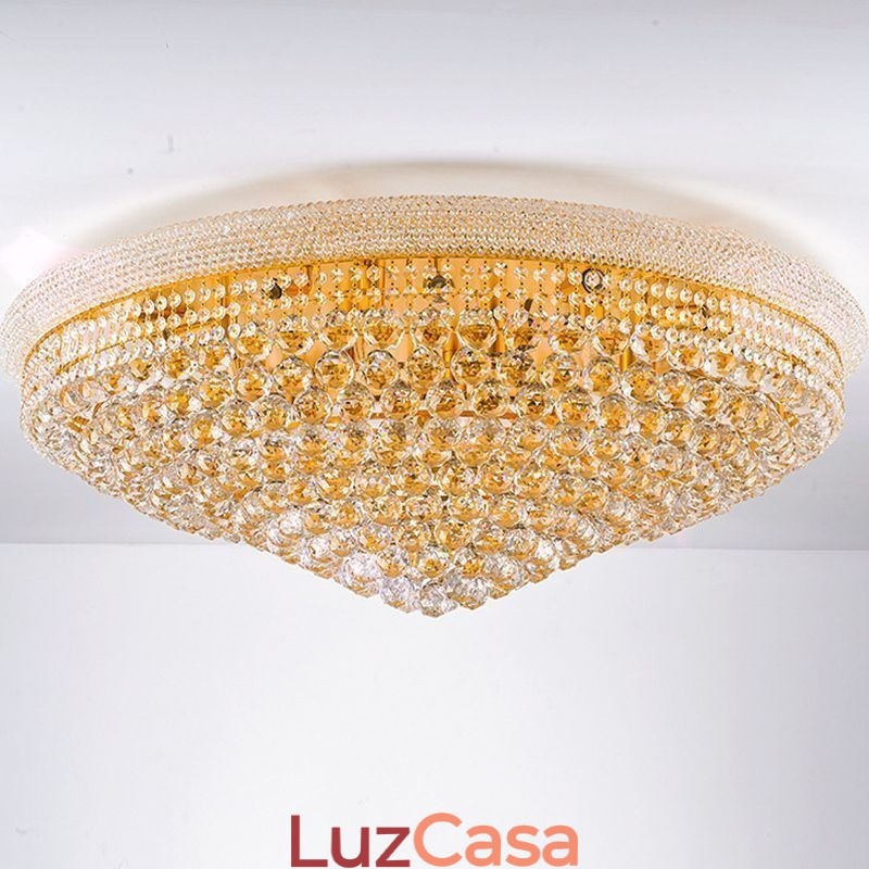 Luminária de teto de cristal de luxo com montagem embutida europeia