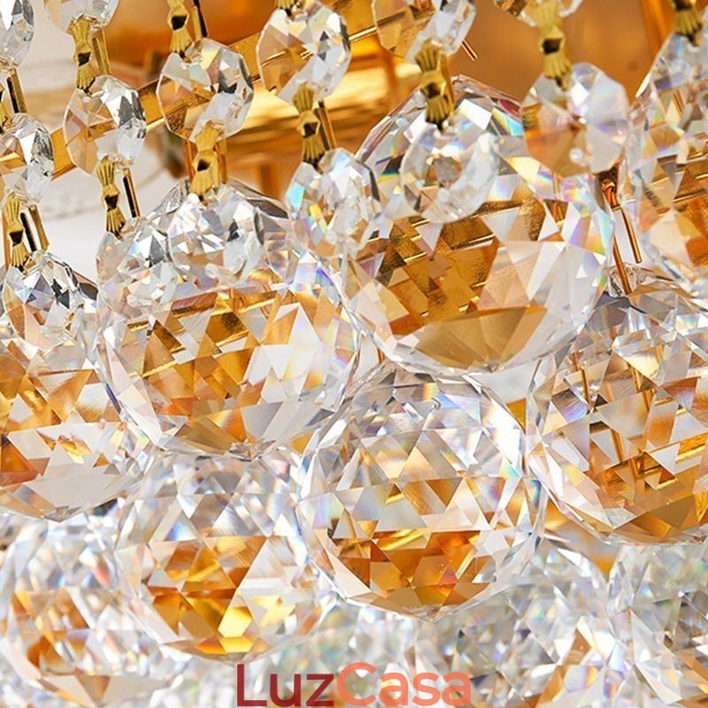 Luminária de teto de cristal de luxo com montagem embutida europeia