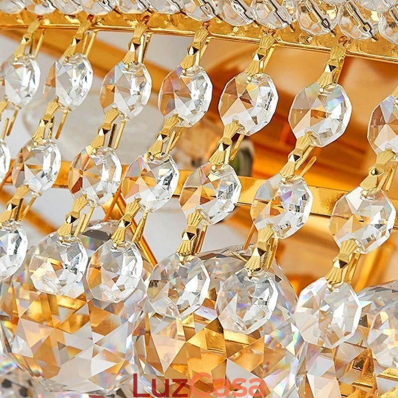 Luminária de teto de cristal de luxo com montagem embutida europeia