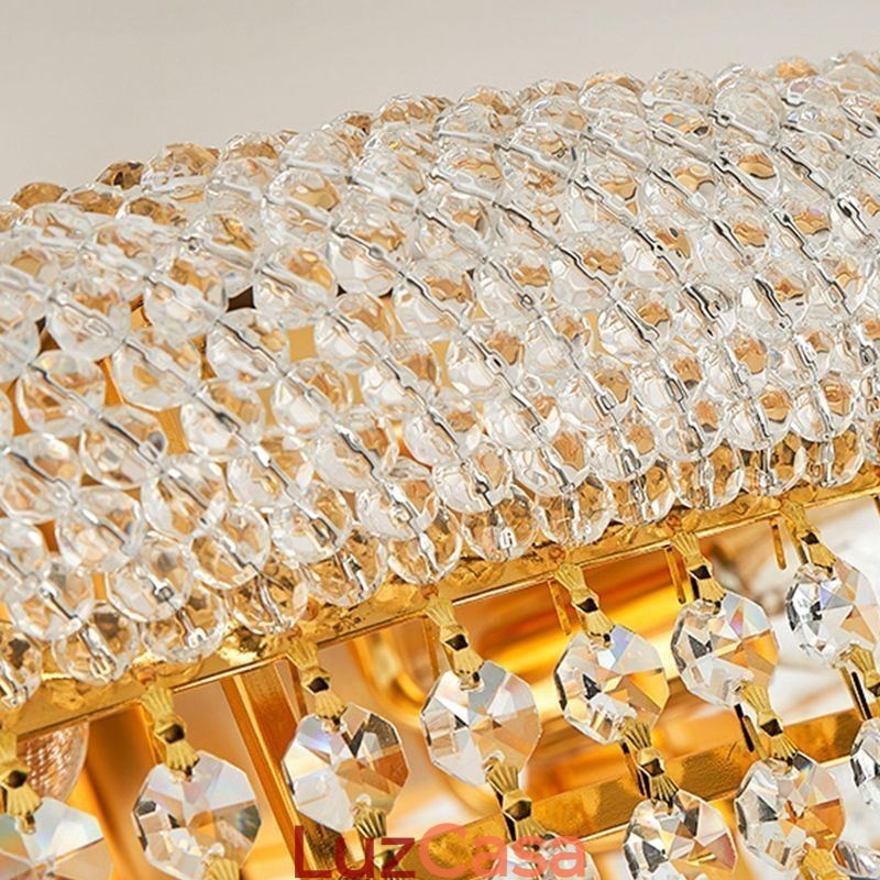 Luminária de teto de cristal de luxo com montagem embutida europeia