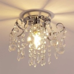 Luminária de teto de cristal único embutida e minimalista moderna