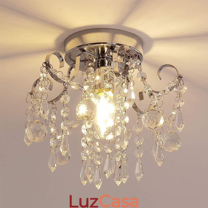 Luminária de teto de cristal único embutida e minimalista moderna