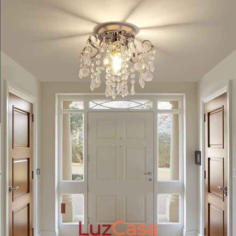 Luminária de teto de cristal único embutida e minimalista moderna