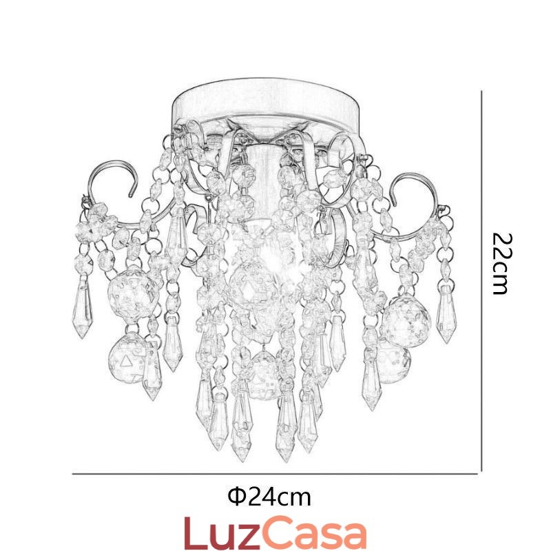 Luminária de teto de cristal único embutida e minimalista moderna