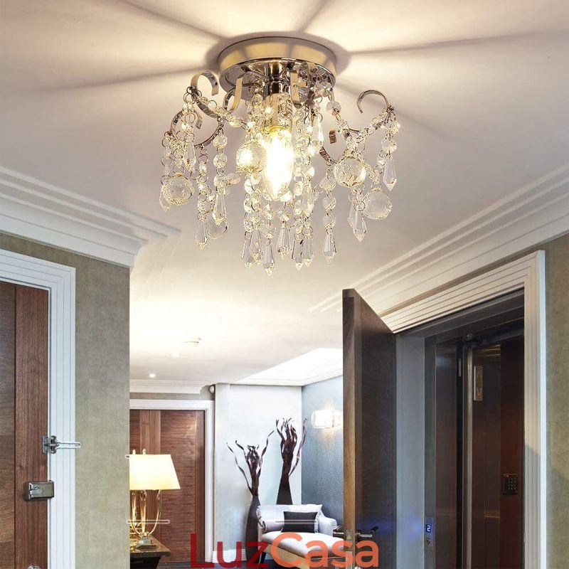 Luminária de teto de cristal único embutida e minimalista moderna