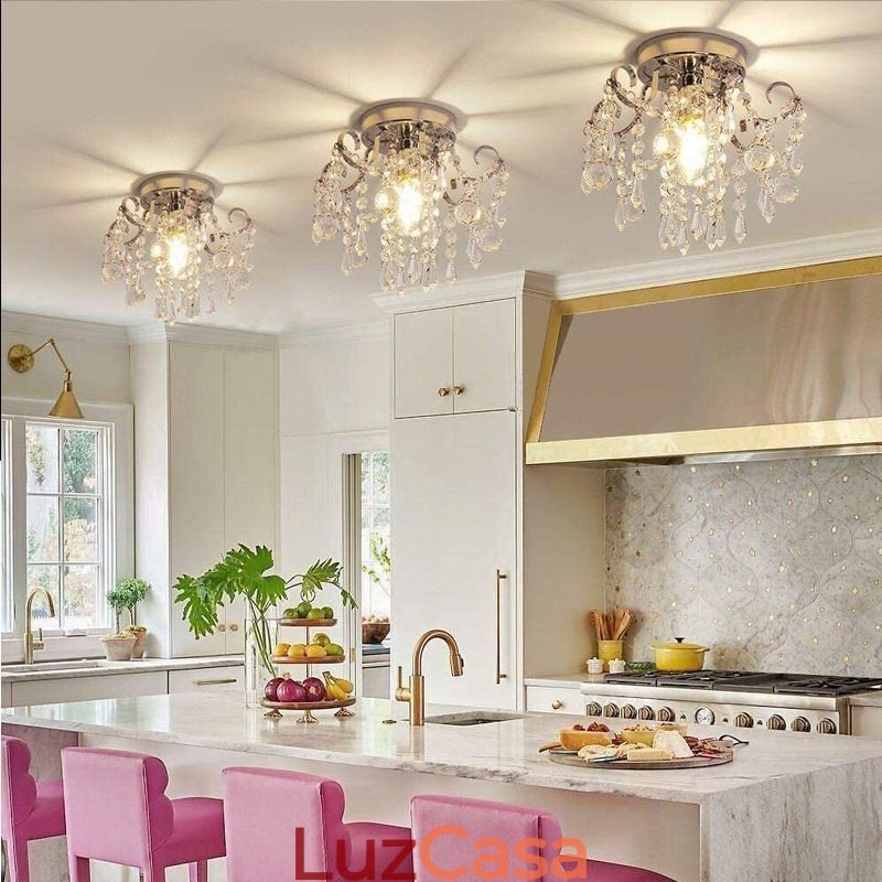 Luminária de teto de cristal único embutida e minimalista moderna
