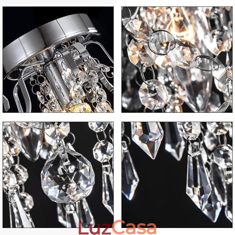 Luminária de teto de cristal único embutida e minimalista moderna