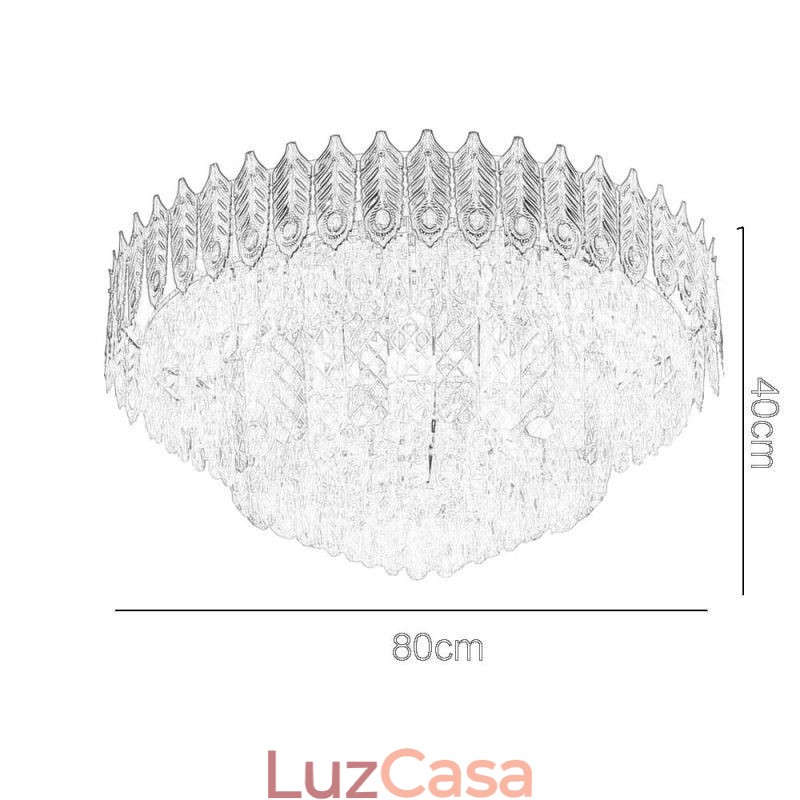 Cristal Flush Mount redondo galvanizado Phoenix Tail ouro luxo decorativo luz de teto