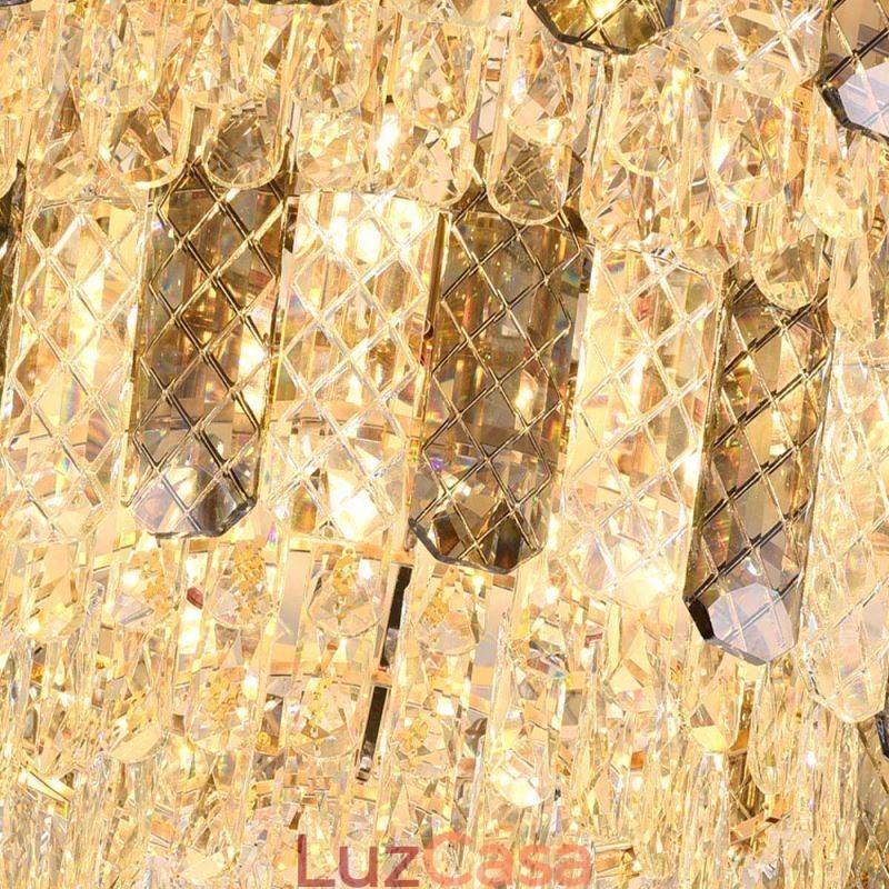 Luminária de teto decorativa de luxo redonda de camada dupla de montagem embutida de cristal 80 cm