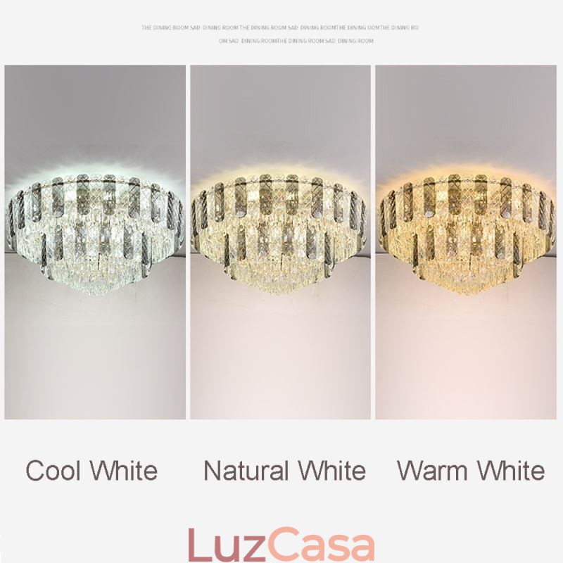 Luminária de teto decorativa de luxo redonda de camada dupla de montagem embutida de cristal 80 cm