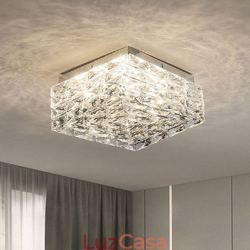 Luminária de teto de cristal embutida em três cores regulável
