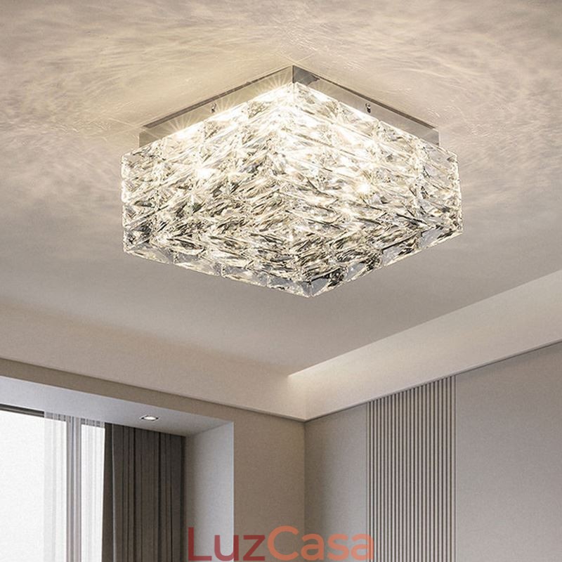 Luminária de teto de cristal embutida em três cores regulável