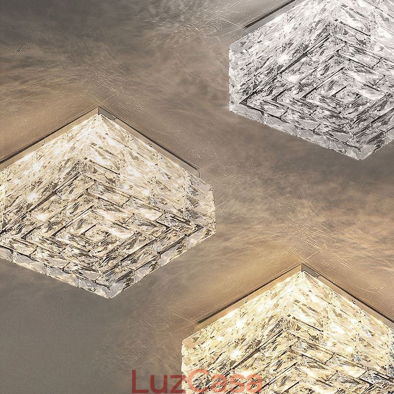 Luminária de teto de cristal embutida em três cores regulável