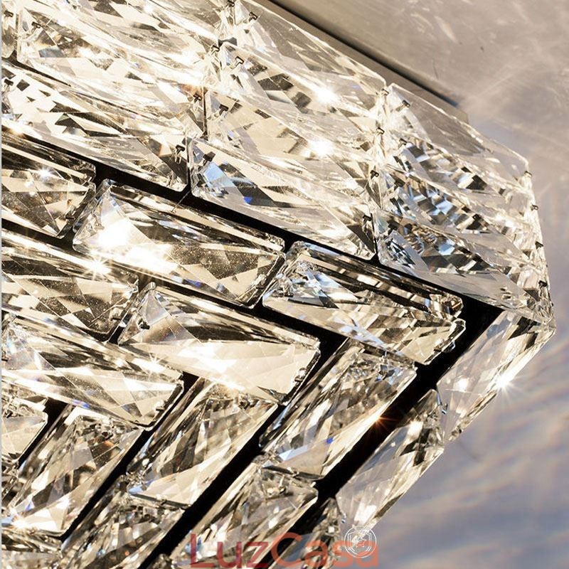 Luminária de teto de cristal embutida em três cores regulável