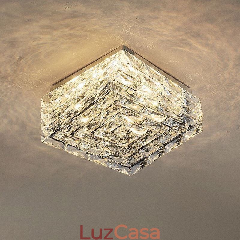 Luminária de teto de cristal embutida em três cores regulável