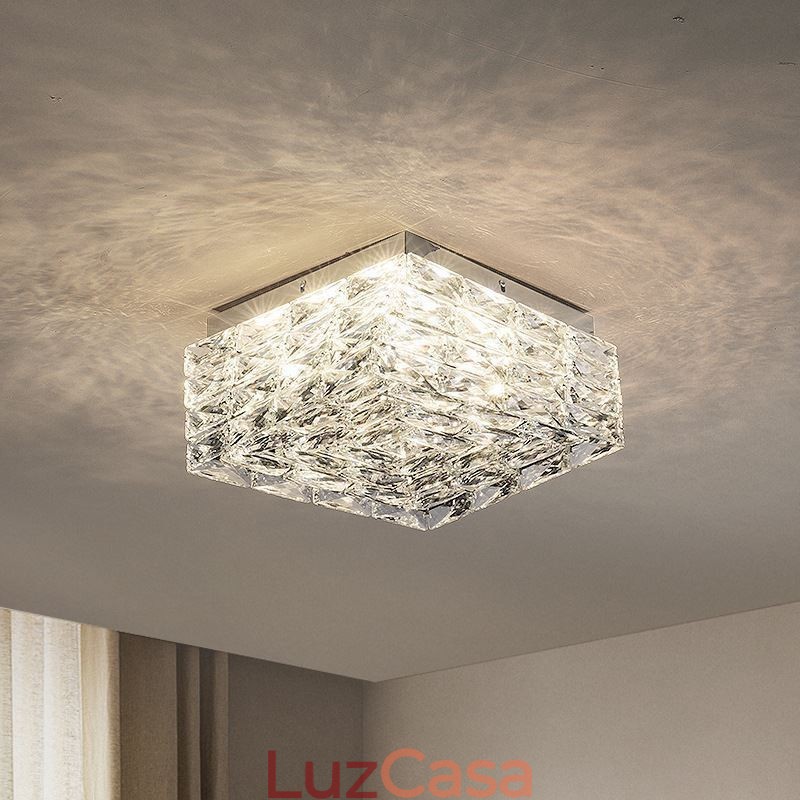 Luminária de teto de cristal embutida em três cores regulável