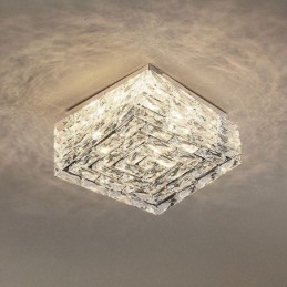 Luminária de teto de cristal embutida em três cores regulável