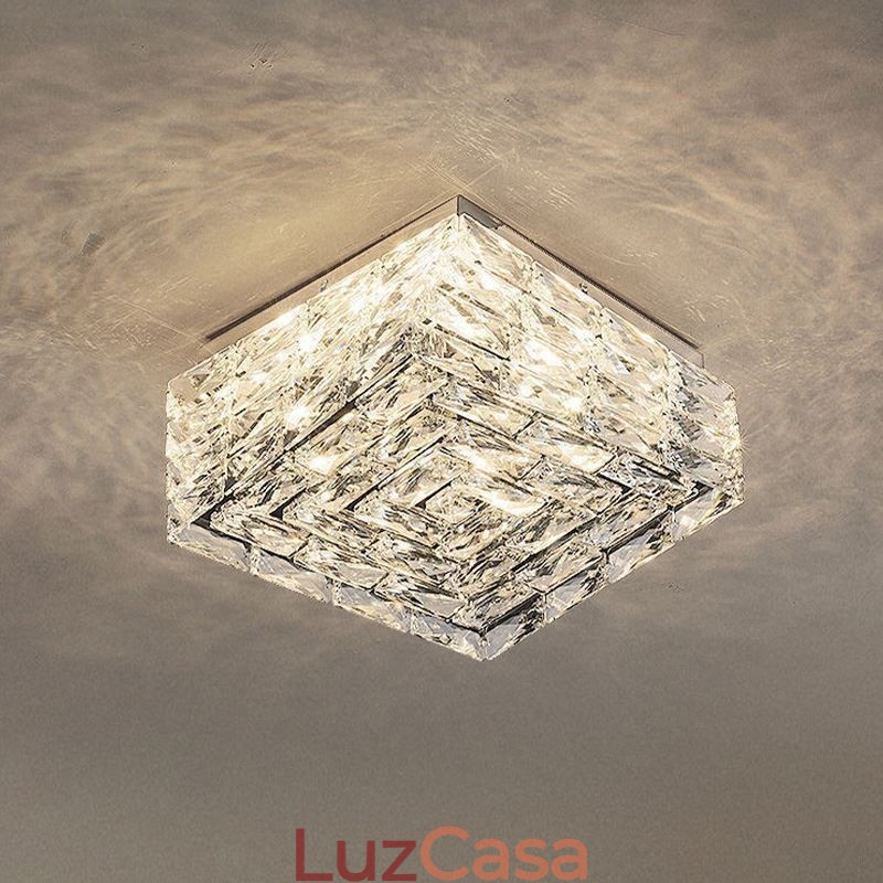 Luminária de teto de cristal embutida em três cores regulável