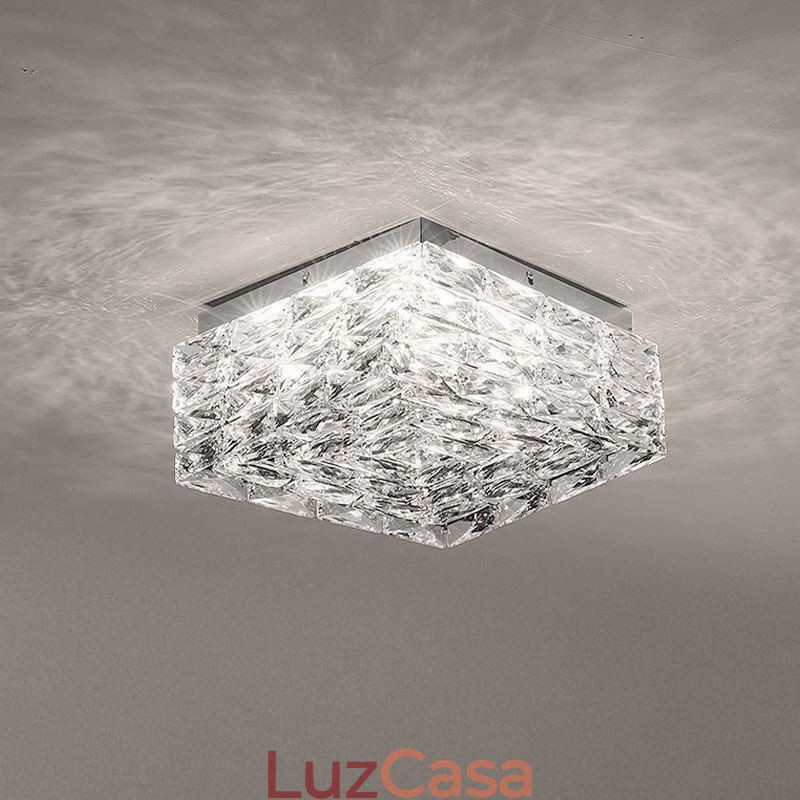 Luminária de teto de cristal embutida em três cores regulável
