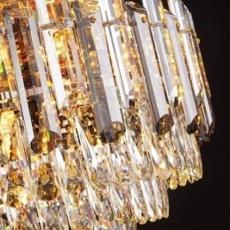 Luminária de teto de cristal redonda com decoração embutida em cinza esfumaçado