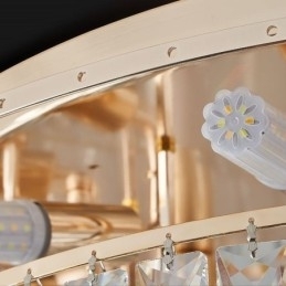 Luminária de teto de cristal redonda com decoração embutida em cinza esfumaçado