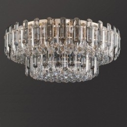 Luminária de teto de cristal redonda com decoração embutida em cinza esfumaçado