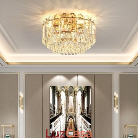 Luminárias de teto de decoração de cristal redondo com montagem embutida de cristal Luminárias de teto de decoração de cristal redondo com montagem embutida de cristal