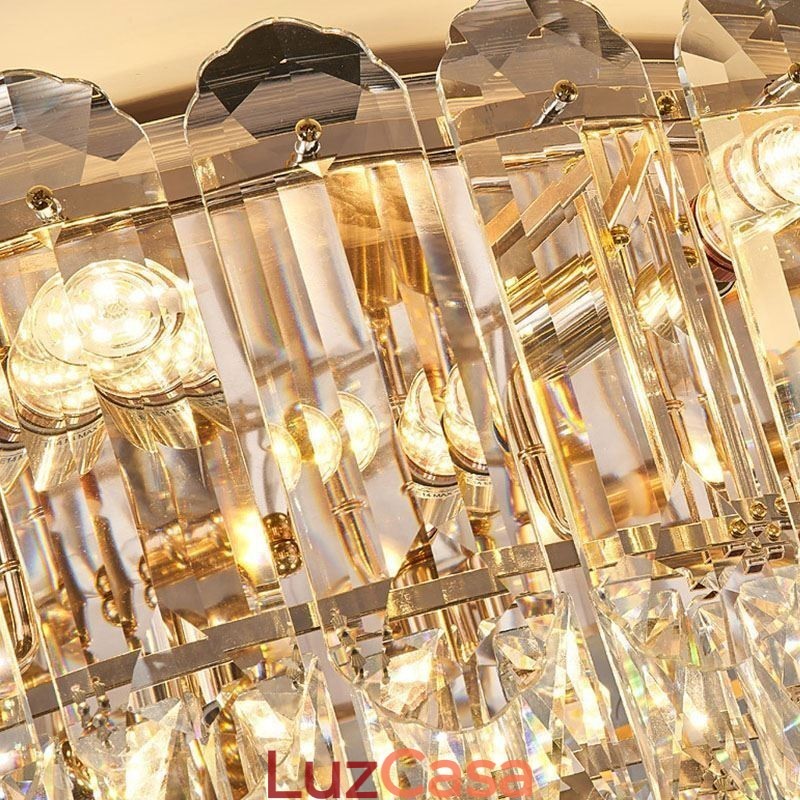 Luminárias de teto de decoração de cristal redondo com montagem embutida de cristal