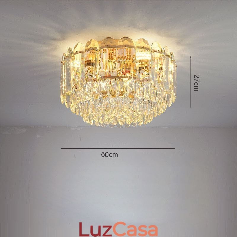 Luminárias de teto de decoração de cristal redondo com montagem embutida de cristal