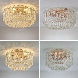 Luminárias de teto de decoração de cristal redondo com montagem embutida de cristal