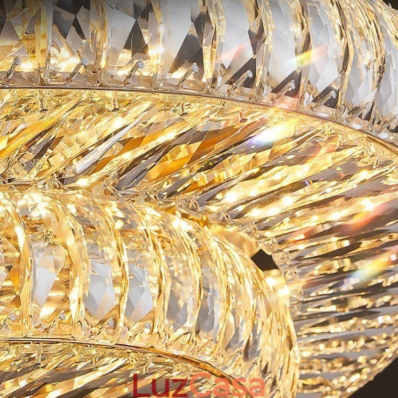 Luminária de teto de cristal redonda embutida para decoração em cristal