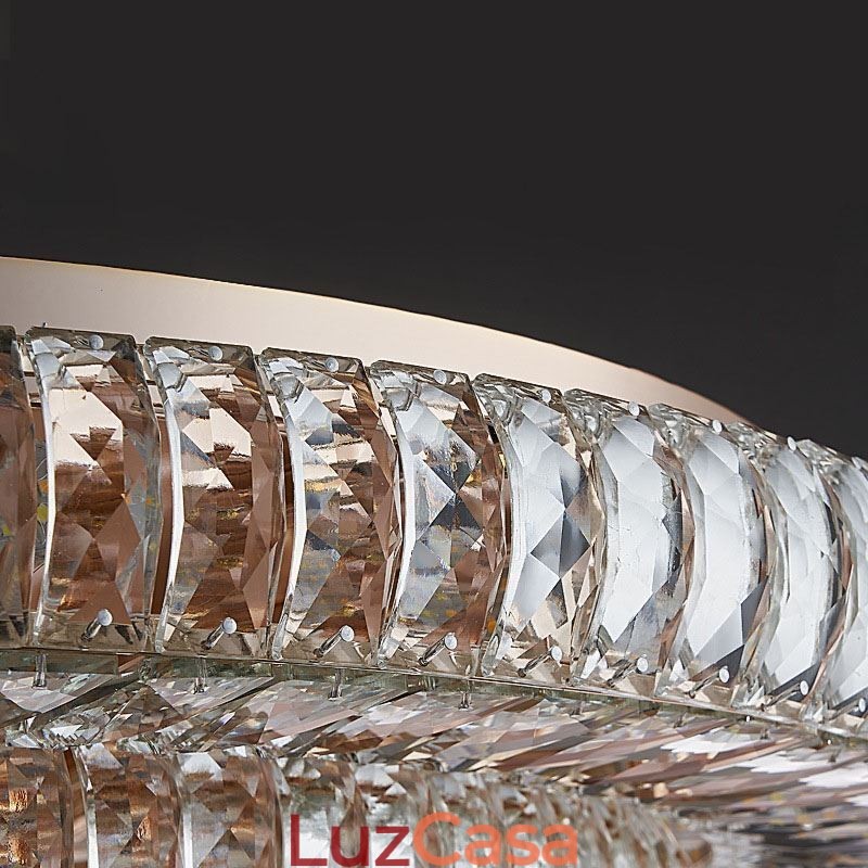 Luminária de teto de cristal redonda embutida para decoração em cristal