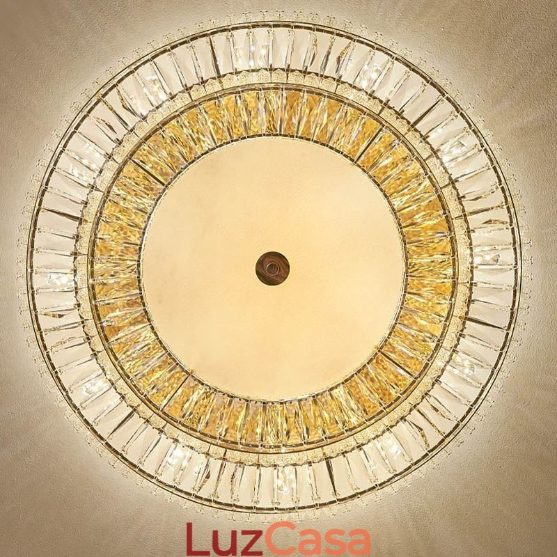 Luminária de teto de cristal redonda embutida para decoração em cristal