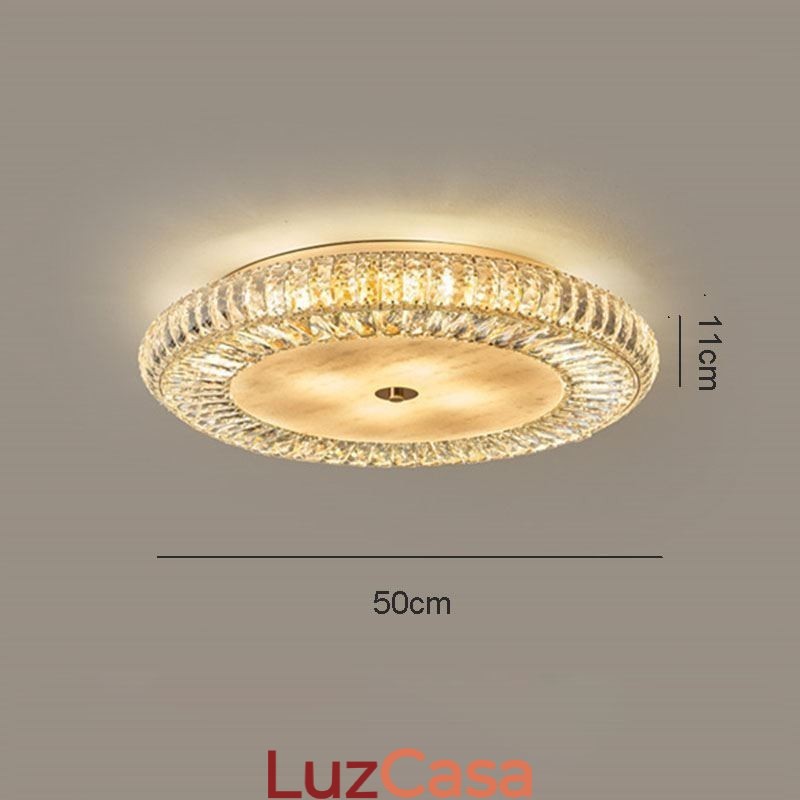 Luminária de teto de cristal redonda embutida para decoração em cristal