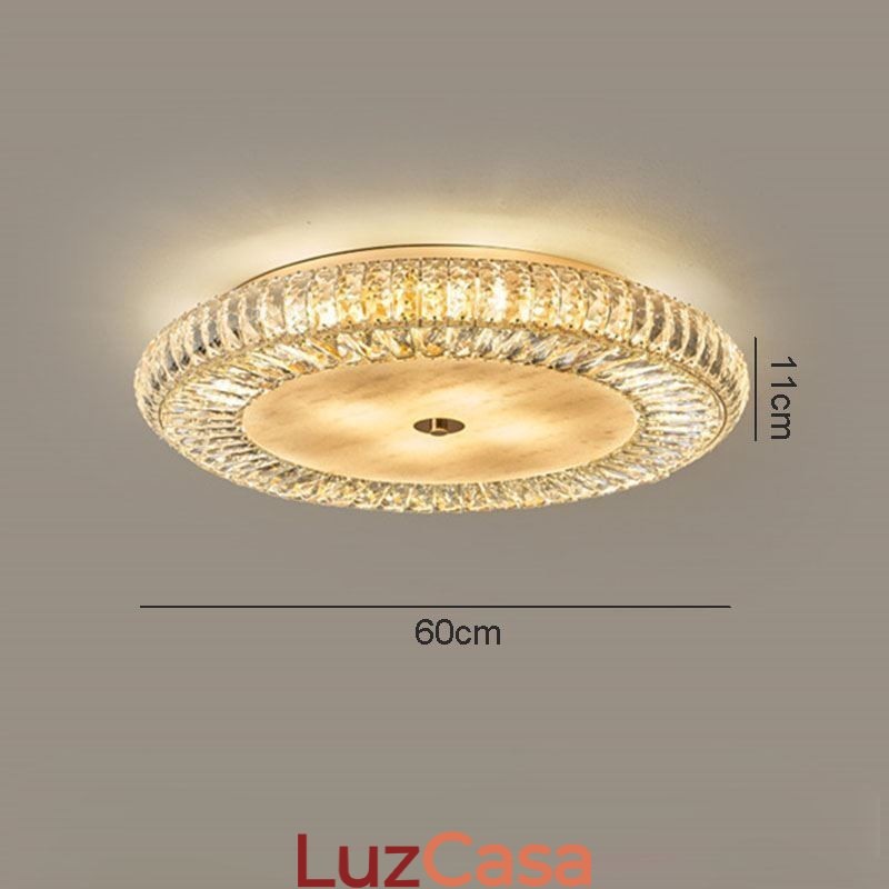 Luminária de teto de cristal redonda embutida para decoração em cristal
