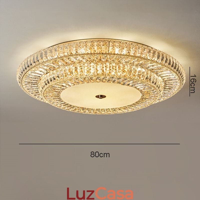 Luminária de teto de cristal redonda embutida para decoração em cristal
