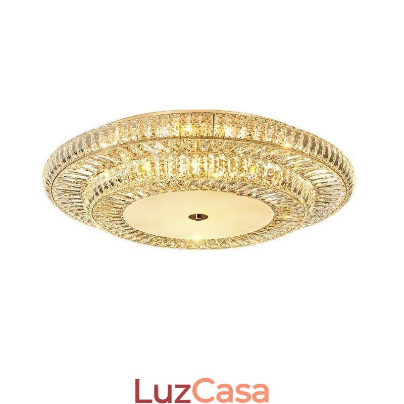 Luminária de teto de cristal redonda embutida para decoração em cristal