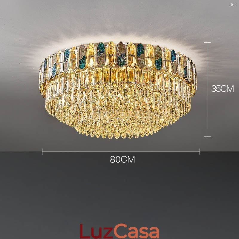 Luminária de teto de cristal embutida redonda com decoração de cristal abajur de concha de cristal