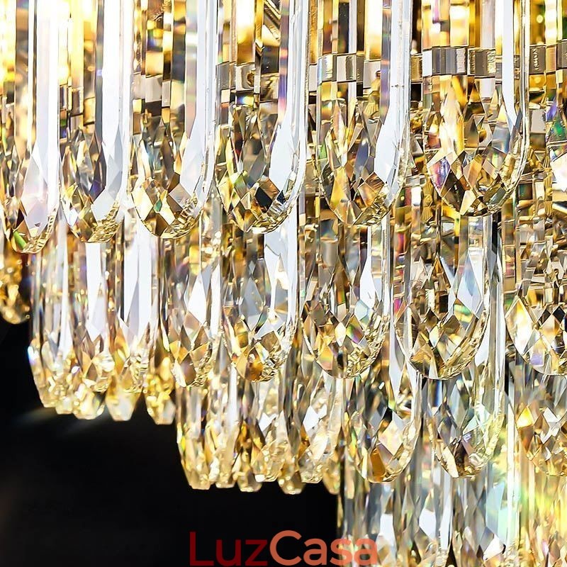 Luminária de teto de cristal embutida redonda com decoração de cristal abajur de concha de cristal
