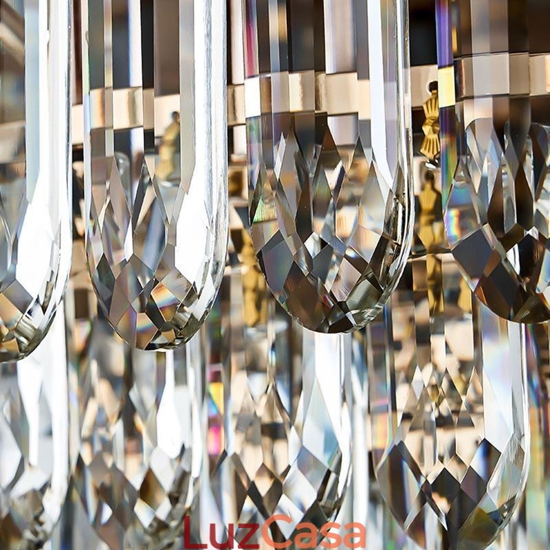 Luminária de teto de cristal embutida redonda com decoração de cristal abajur de concha de cristal