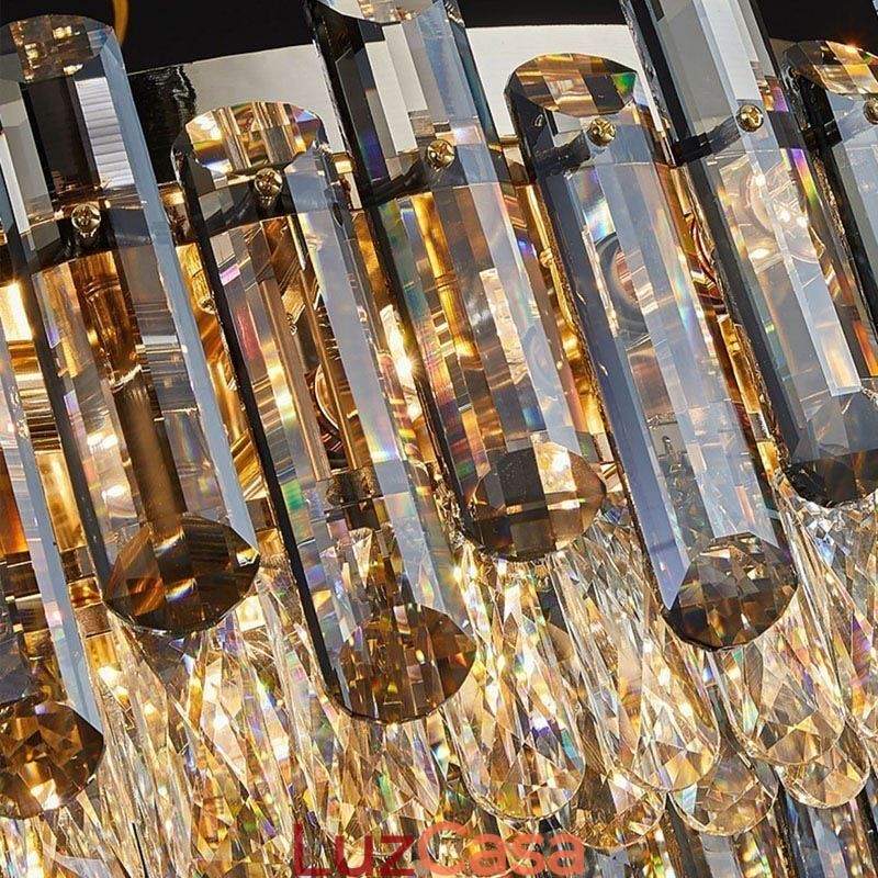 Luminária de teto de cristal simples, moderna, redonda, embutida, decorativa