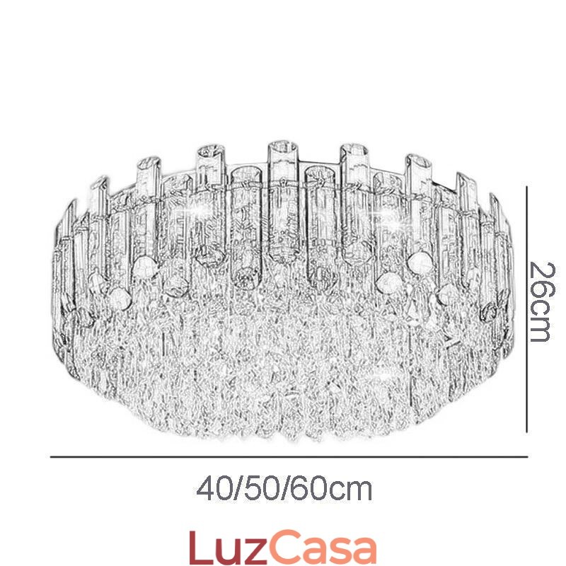Luminária de teto de cristal simples, moderna, redonda, embutida, decorativa