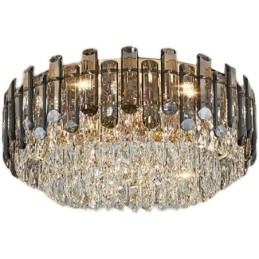 Luminária de teto de cristal simples, moderna, redonda, embutida, decorativa