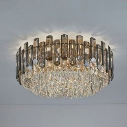 Luminária de teto de cristal simples, moderna, redonda, embutida, decorativa