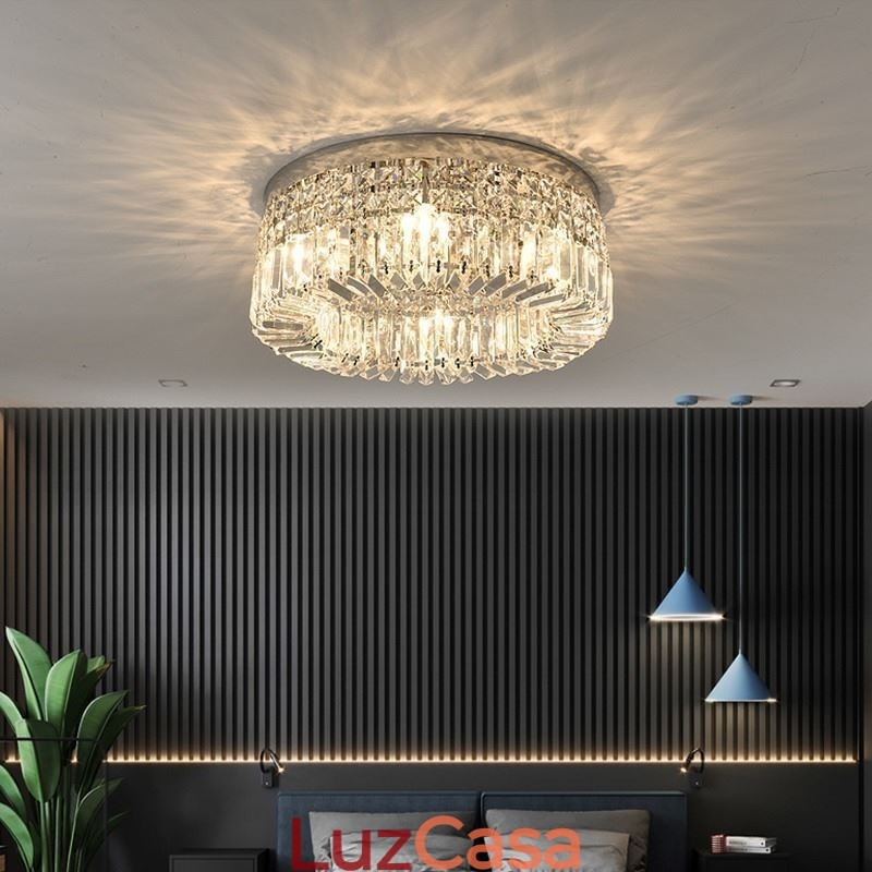 Luminária de teto moderna e elegante, luminária de teto de cristal embutida